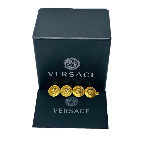 NIB Versace Tribute Runway Gold Tone Medusa Hair Clip Pin Left - Picture 5 of 12